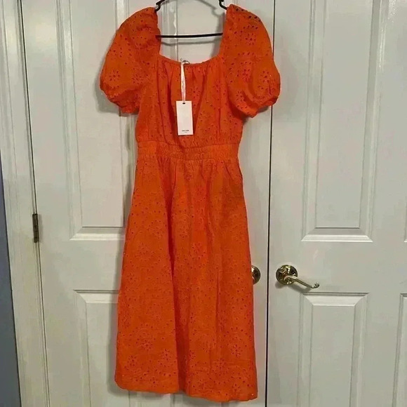 Grace Karin Orange Sun Fun Dress NWT size small eyelet material lined Amazon - Picture 2 of 5